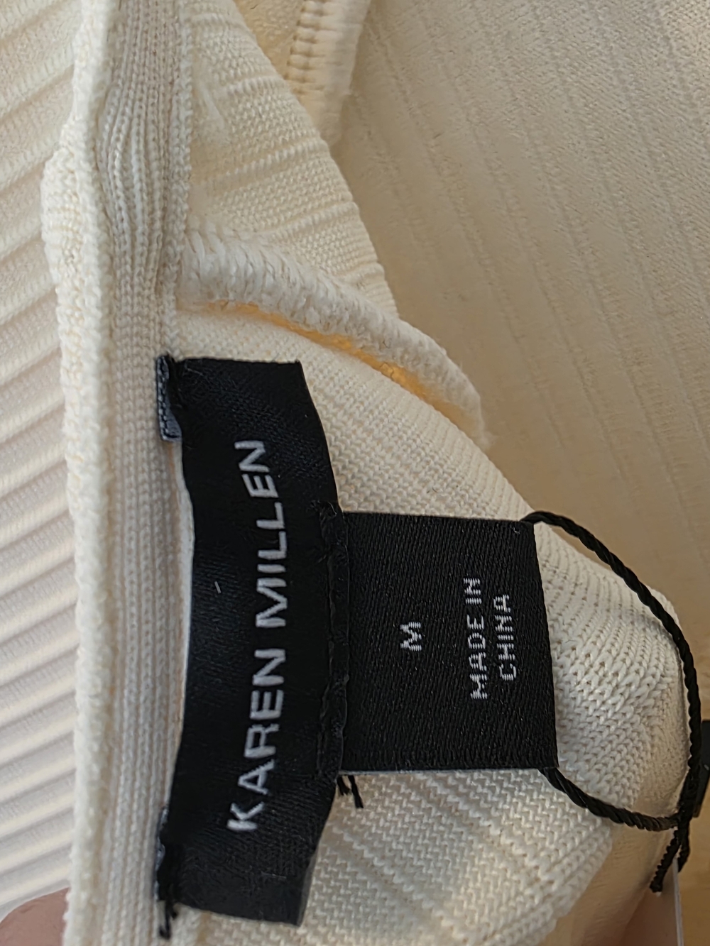 Karen Millen Cream Textured V-Neck Midi Dress - Picture 4 of 4